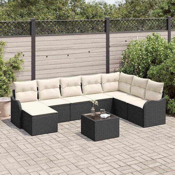 vidaXL Tuin Sofa Set 9 pcs Zwart poly rattan