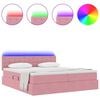 vidaXL Bed met LED-striplichten met opslag Roze 180 x 200 cm Fluweel