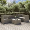 vidaXL 6-delige Loungeset met kussens poly rattan grijs