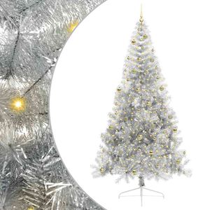 vidaXL Kunstmatig Voorverlicht Kerstboom met 300 LED Zilver 240 cm PET
