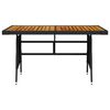 vidaXL Tuintafel 130x70x72 cm poly rattan en massief acaciahout zwart