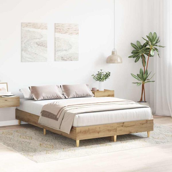 vidaXL Bedframe zonder matras spaanplaat artisanaal eikenkleurig