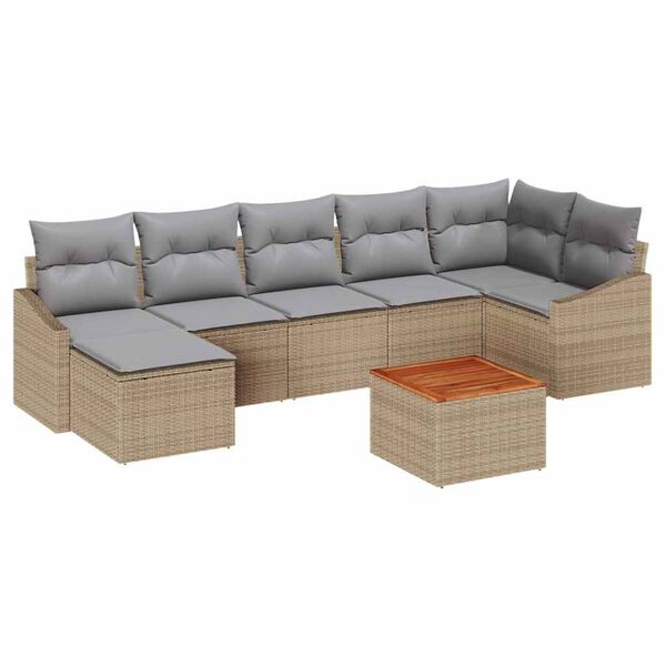 vidaXL Tuinbankenset met opslag 8 pcs Beige en Licht Grijs poly rattan