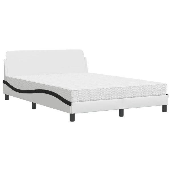 vidaXL Bed met matras "Dover" kunstleer wit en zwart 140x200 cm