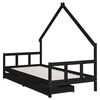 vidaXL Kinderbedframe met lades 90x190 cm massief grenenhout zwart