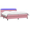 vidaXL Boxspring met matras en LED fluweel roze 180x220 cm
