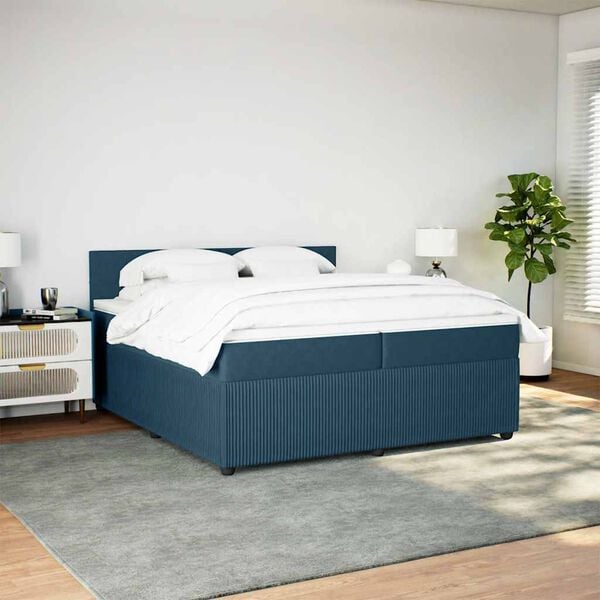 vidaXL Boxspring met matras fluweel blauw 200x200 cm