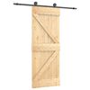 vidaXL Schuifdeur Naturel en Zwart 70 x 210 cm Massief Grenenhout