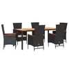 vidaXL 7-delige Tuinset met kussens poly rattan zwart