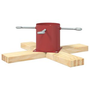 vidaXL Kerstboomstandaard Rood 50 x 50 x 16 cm Massief grenenhout