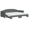 vidaXL Slaapbank onderschuifbed matrassen 80x200 cm stof donkergrijs