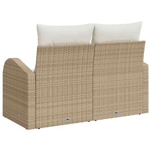 vidaXL Tuinbank met kussen Beige 124 x 62 x 69cm poly rattan