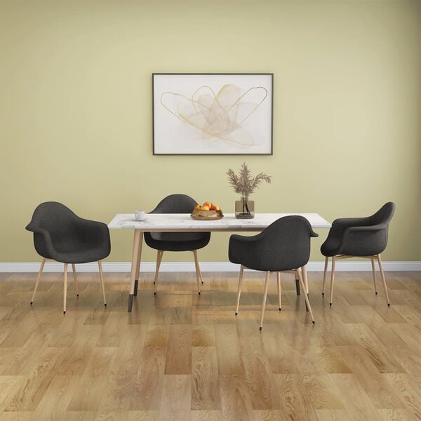 vidaXL Eetkamerstoelen 4 st stof donkergrijs