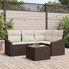 vidaXL Bankstel met kussen 5 pcs Bruin poly rattan