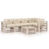 vidaXL 6-delige Loungeset met kussens pallet grenenhout