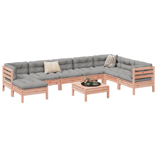 vidaXL 9-delige Loungeset met kussens massief douglas vurenhout