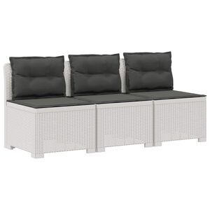 vidaXL 3-zits tuinbank met kussens in rattanlook 3-zits PP Wit