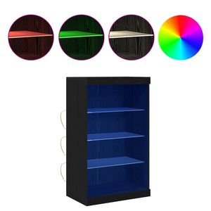 vidaXL LED Sideboard Zwart Eiken 60,5 x 37 x 100 cm Bewerkt hout