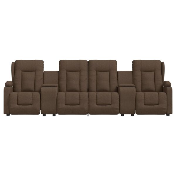 vidaXL Massagestoel 4-zits verstelbaar met bekerhouders stof bruin