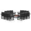 vidaXL Buiten bankenset 13 pcs Zwart en Donkergrijs Polyester