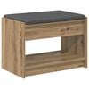 vidaXL Schoenbank met kussen Artisanaal eiken 63 x 38 x 45 cm