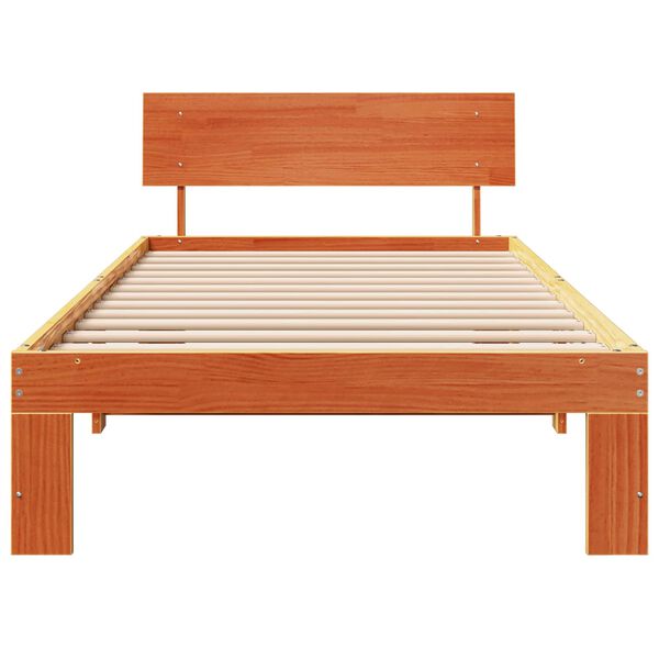 vidaXL Bedframe met hoofdeinde Wasbruin 90 x 200 cm Massief grenenhout