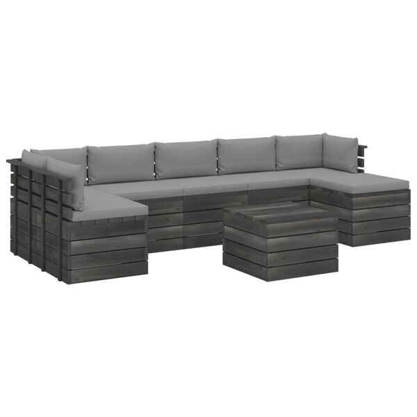 vidaXL 8-delige Loungeset met kussens pallet massief grenenhout