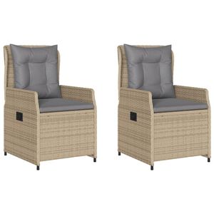 vidaXL Tuinstoelen 2 st verstelbaar poly rattan beige