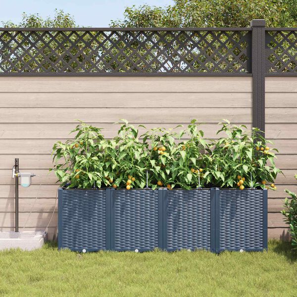vidaXL Tuin Bloempot 4 pcs Grijs 160 x 40 x 52 cm Kunststof