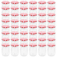 vidaXL Jampotten met wit met rode deksels 48 st 230 ml glas