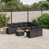 vidaXL 9-delige Loungeset met kussens poly rattan zwart