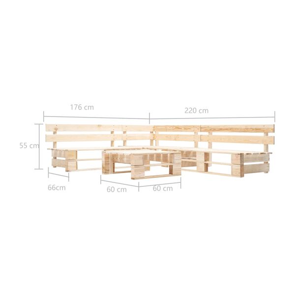 vidaXL 4-delige Loungeset pallet hout naturel