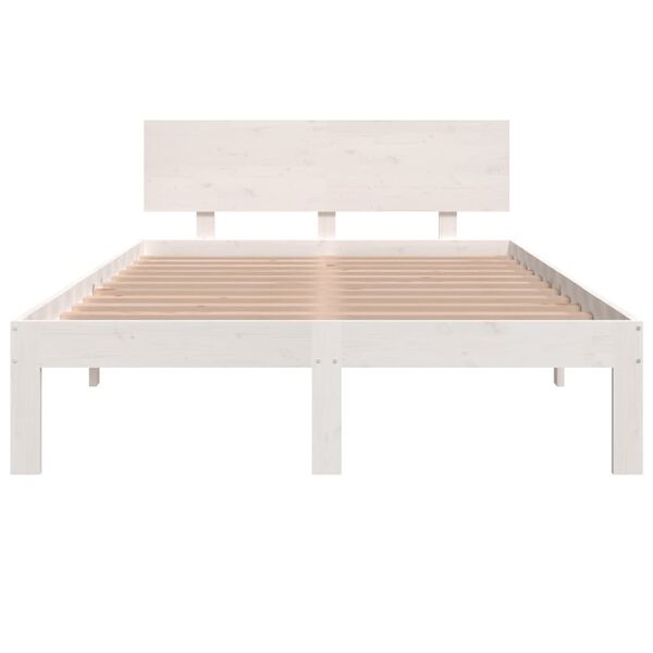 vidaXL Bedframe massief hout wit 120x190 cm