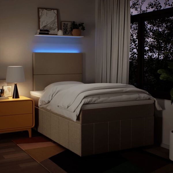vidaXL Boxspring met matras stof cr&egrave;mekleurig 120x190 cm