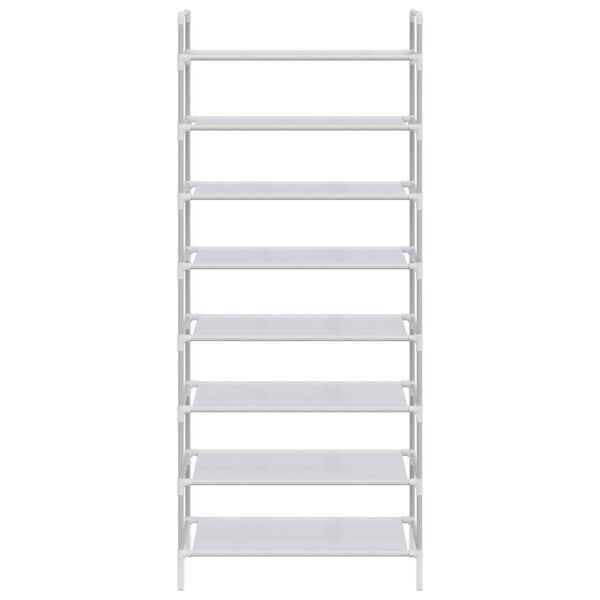 vidaXL Schoenenrek met 8 schappen metaal en nonwoven stof zilverkleur