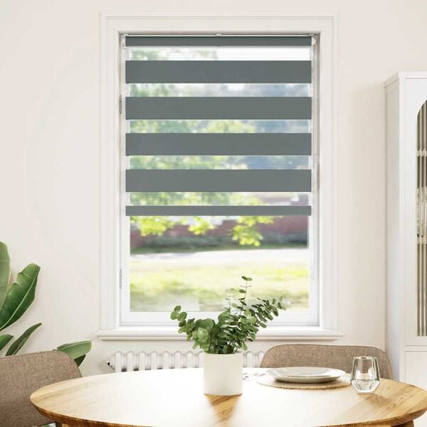 vidaXL Zebra rolgordijn 80x100 cm stofbreedte 75,9 cm donkergrijs