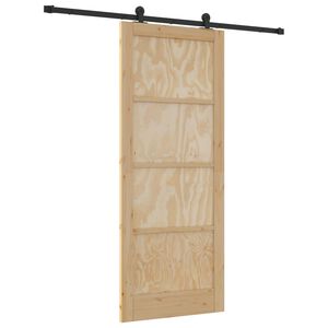 vidaXL Schuifdeur Naturel en Zwart 86 x 211 cm Massief grenenhout