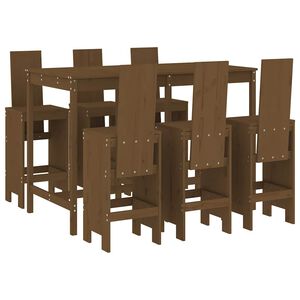 vidaXL 7-delige Tuinbarset massief grenenhout honingbruin