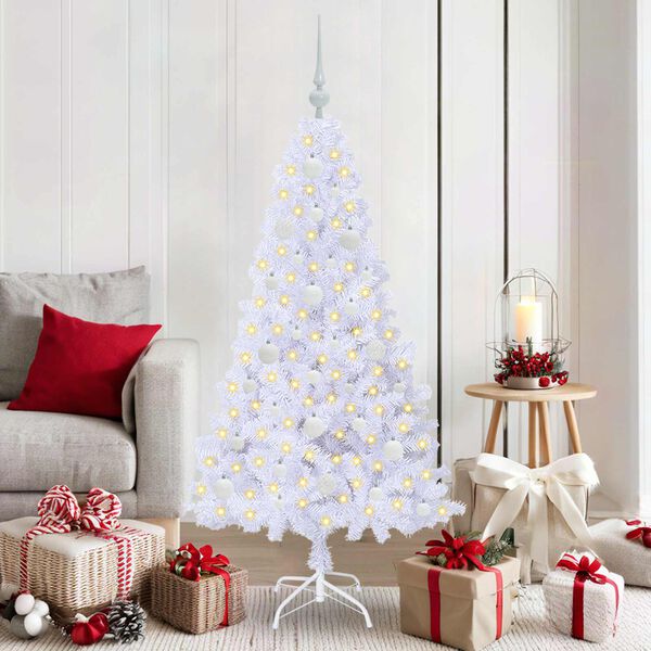 vidaXL Kunstkerstboom met 150 LED Wit 150 cm PVC en staal