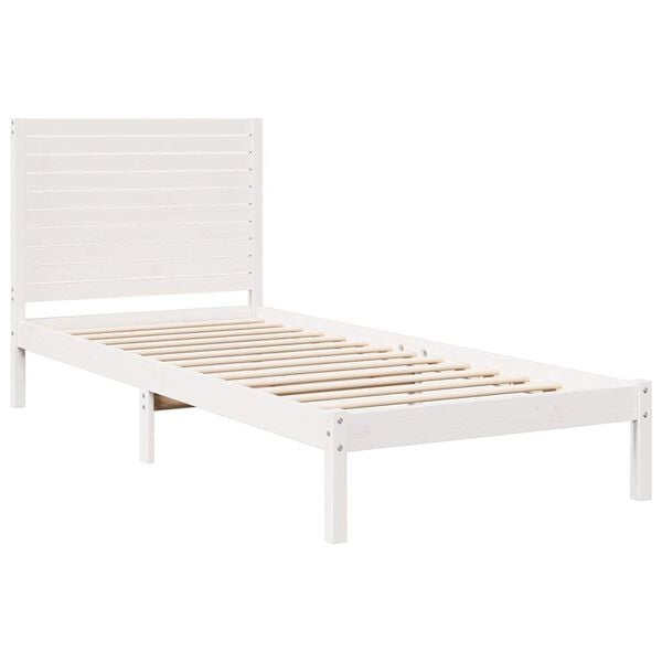 vidaXL Bedframe extra lang zonder matras massief hout wit 90x220 cm