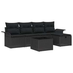vidaXL Tuinbankenset 6 st Zwart poly rattan