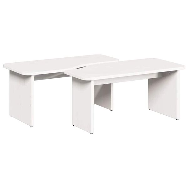 vidaXL Salontafel 2 pcs Wit Massief grenenhout