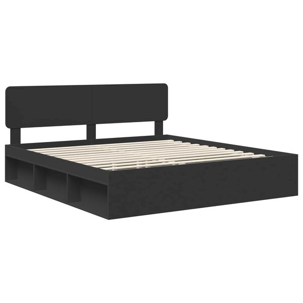 vidaXL Bedframe met hoofdeinde Zwart 200 x 200 cm Massief grenenhout