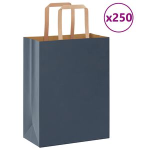 vidaXL Papieren zakken 250 st met hengsels 21x11x28 cm blauw