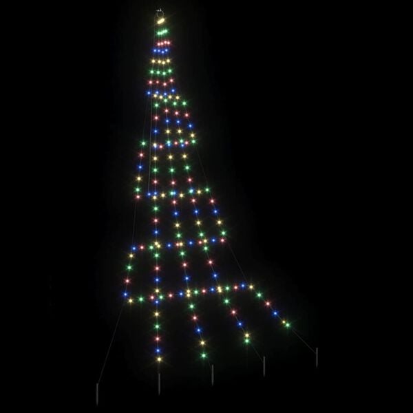 vidaXL LED Kerstboom met Grondspiesjes Multikleur 300 cm Metaal