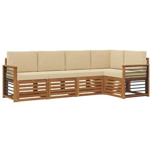 vidaXL Hoekbank Set 5 pcs Natuurlijk en Beige Massief Acaciahout