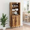 vidaXL Hoge kast Oud Hout 69,5 x 34 x 180 cm Geengineerd Hout en Glas