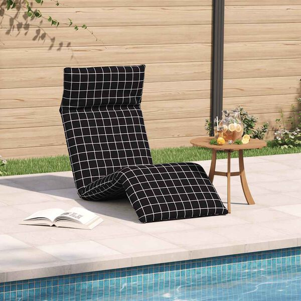 vidaXL Opvouwbare ligstoel Zwart Geruit Patroon 175x54x8,5 cm Oxford Stof
