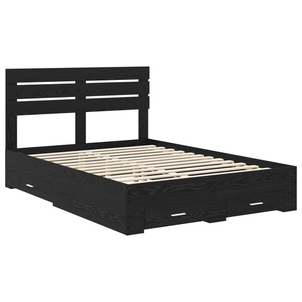 vidaXL Bedframe met lade met hoofdeinde met opslag Bewerkt hout