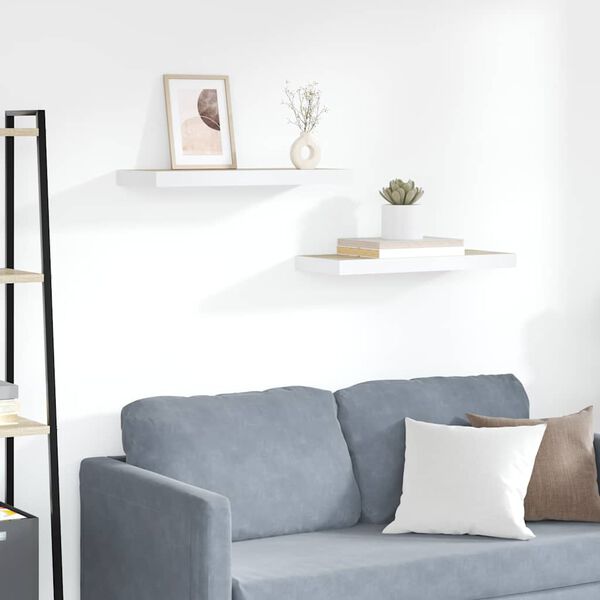 vidaXL Wandschappen zwevend 2 st 60x23,5x3,8 cm MDF eikenkleurig wit